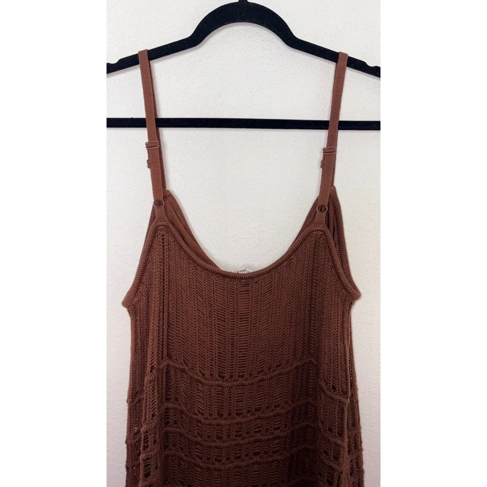 Abercrombie & Fitch Crochet Maxi Dress XXL chocolate Brown V-Neck Boho Knit new